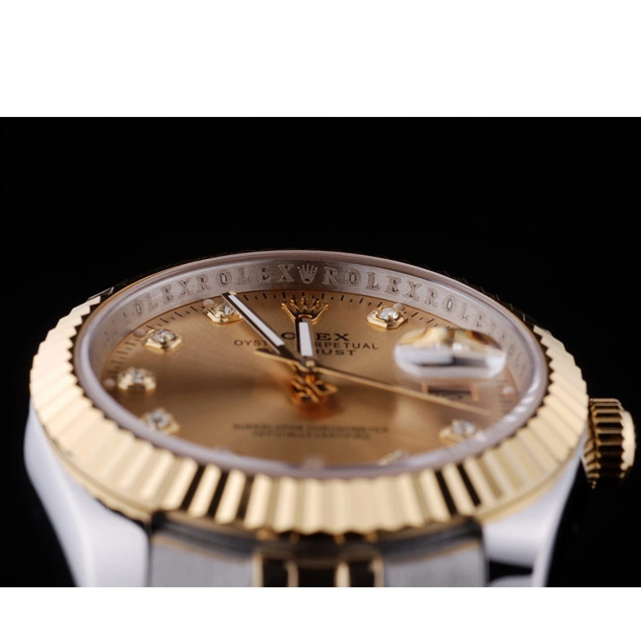 Aaa fake watches Bezel Dial Rolex Ribbed 7452 Datejust Diamonds Gold 0725